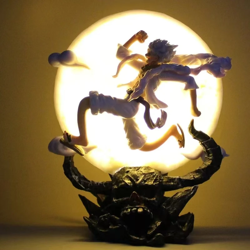 14cm uma peça anime figura lua fada nika macaco d luffy engrenagem 5 com luz da lua figura de ação estátua modelo coleção brinquedos