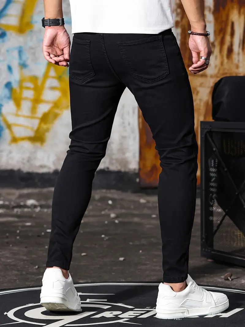 Spodnie męskie Retro Washing Zipper Stretch Jeans Casual Slim Fit Spodnie męskie Plus Size Spodnie ołówkowe Denim Skinny Jeans dla mężczyzn