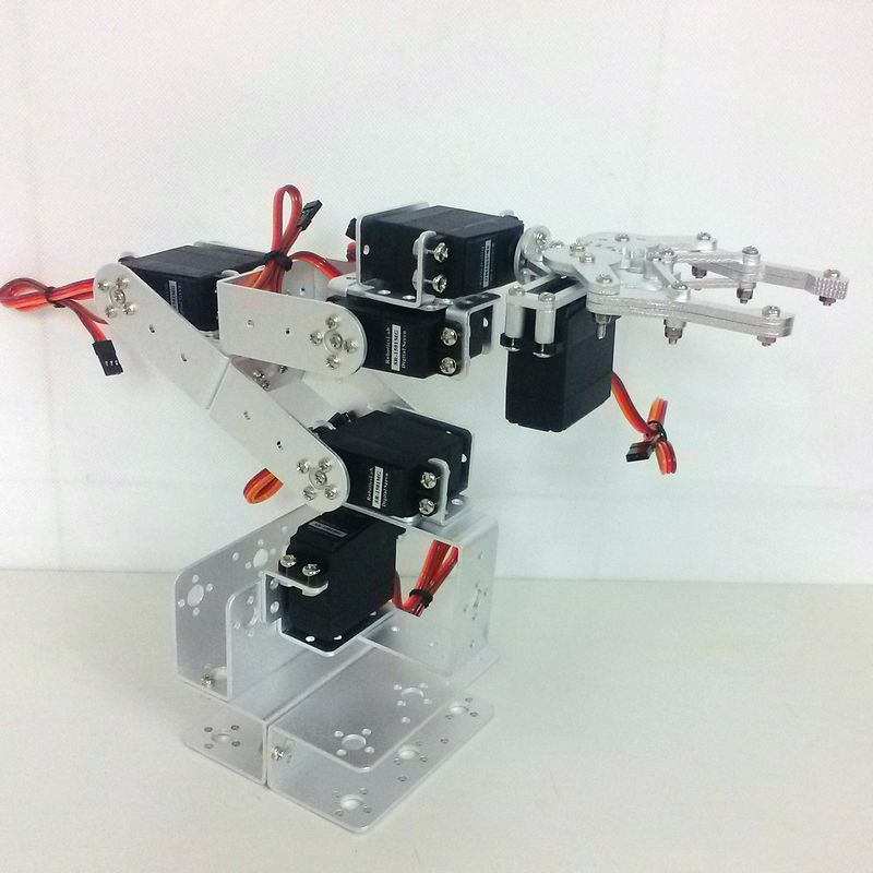 Sliver 6 Dof Robot Arm Metaallegering Mechanische Arm Klauw Mg996 Voor Arduino/Esp32 Robot Diy Kit Programmeerbare Robot Open Source Code