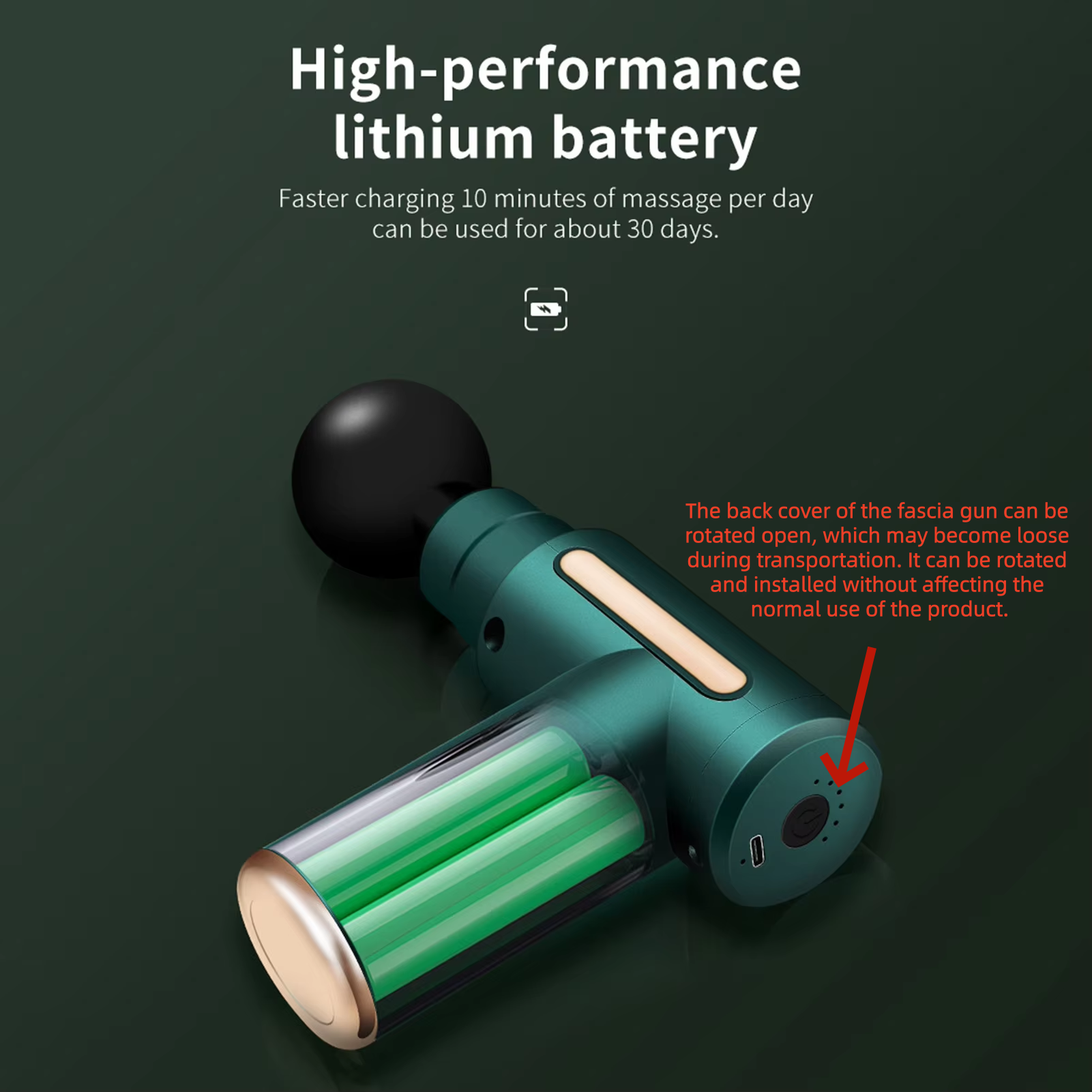 Fascial Massage Gun Electric Massager Powerful Mini Deep Tissue Massage Gun for Muscle Recovery Pain Relief with 4 Attachments