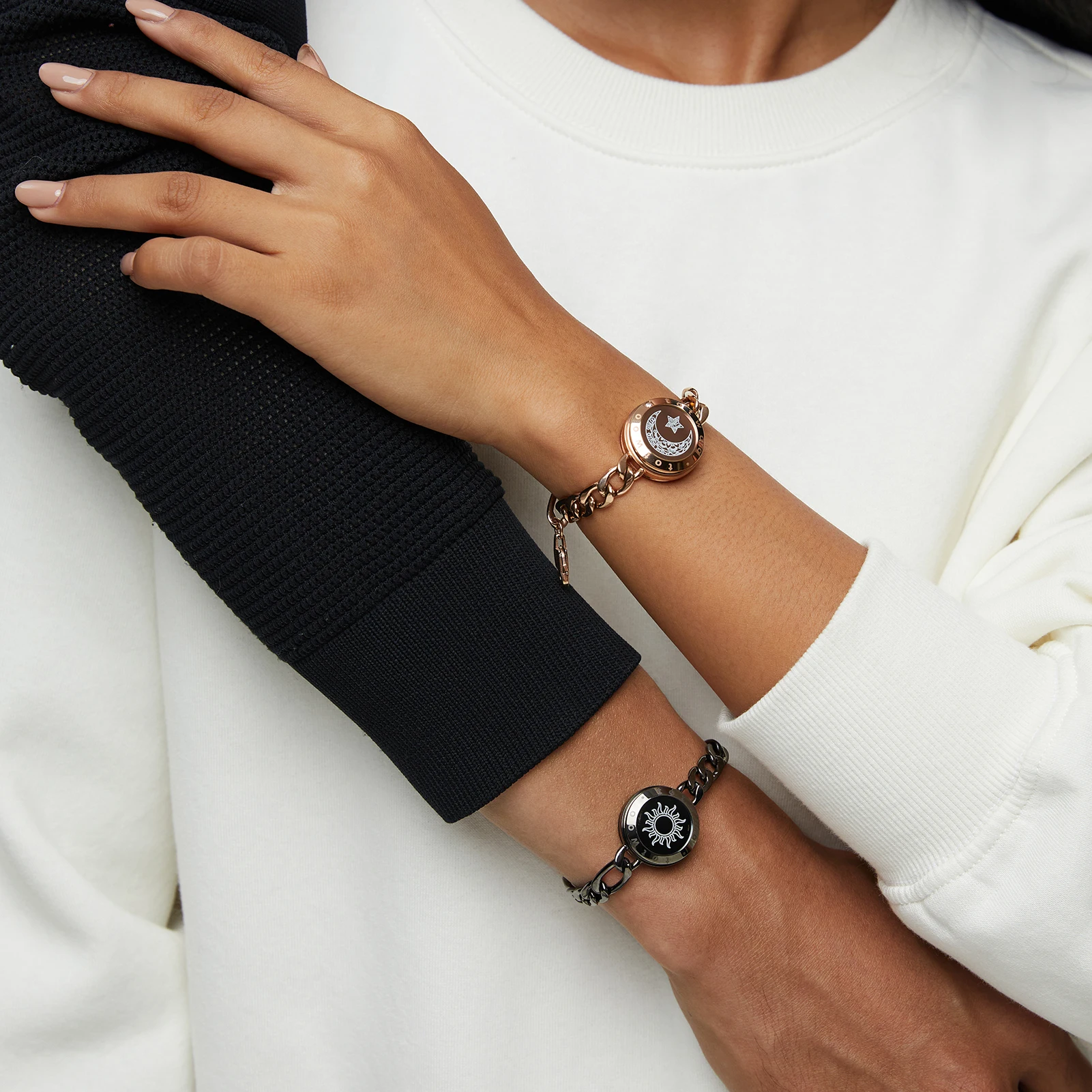 Totwoo pulseiras de toque de relacionamento de longa distância, presente de aniversário de casal, joias inteligentes Bluetooth com suporte para aplicativo iOS Android