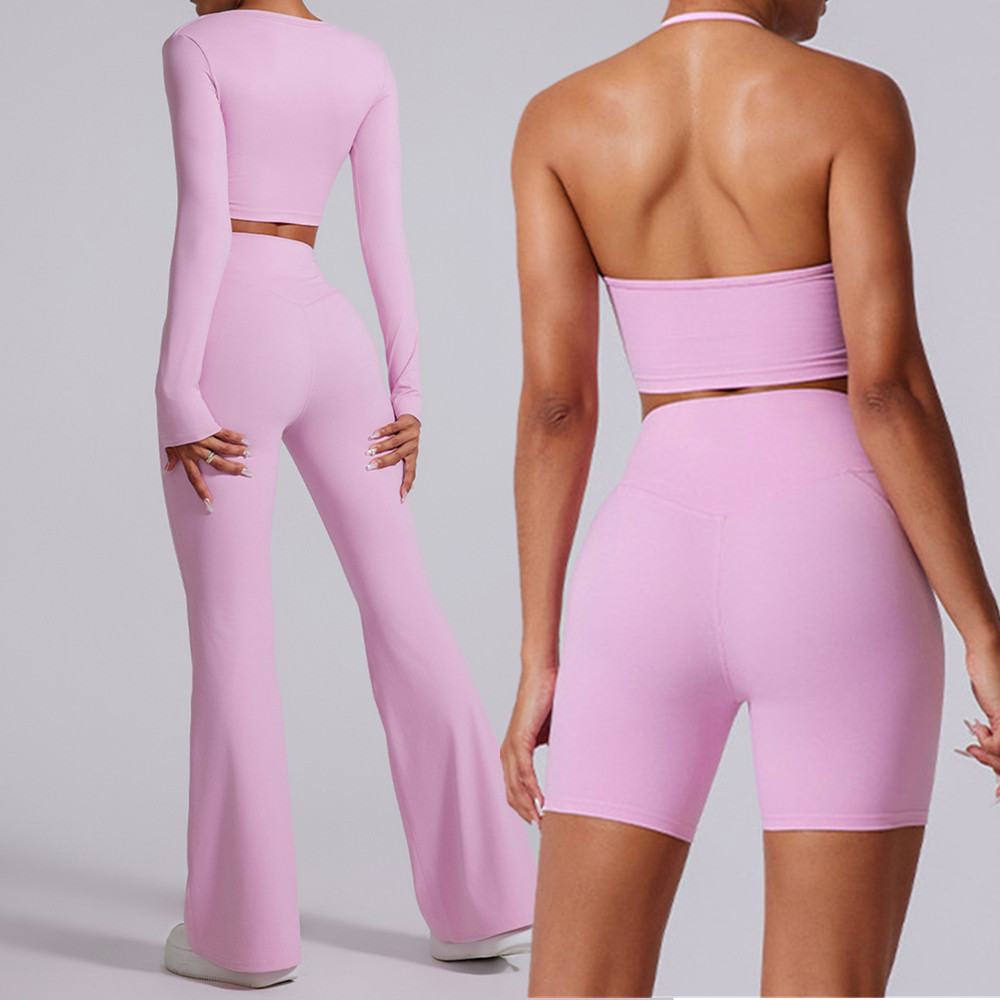 Mallas acampanadas de cintura alta para mujer, pantalones de Yoga de pierna ancha para gimnasio, entrenamiento, pantalones deportivos para Fitness, pantalones de baile latino, ropa activa inferior