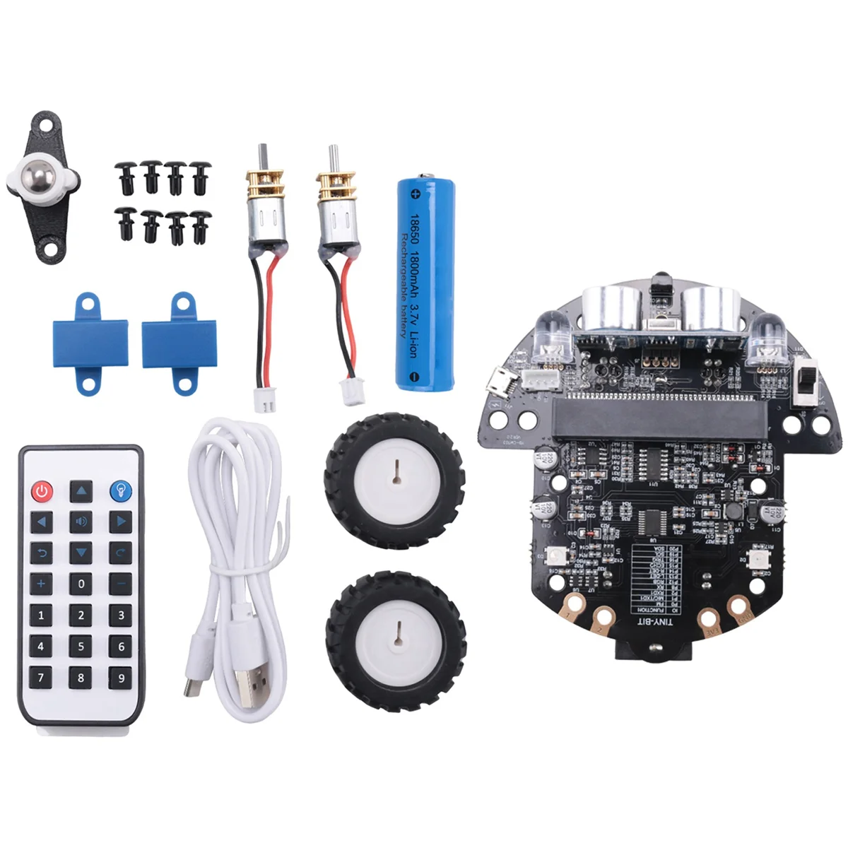 Robot Programmable Robotic Kit Based on BBC Microbit V2 and V1 for STEM Coding Education with Chargeable Battery(A)-LITE