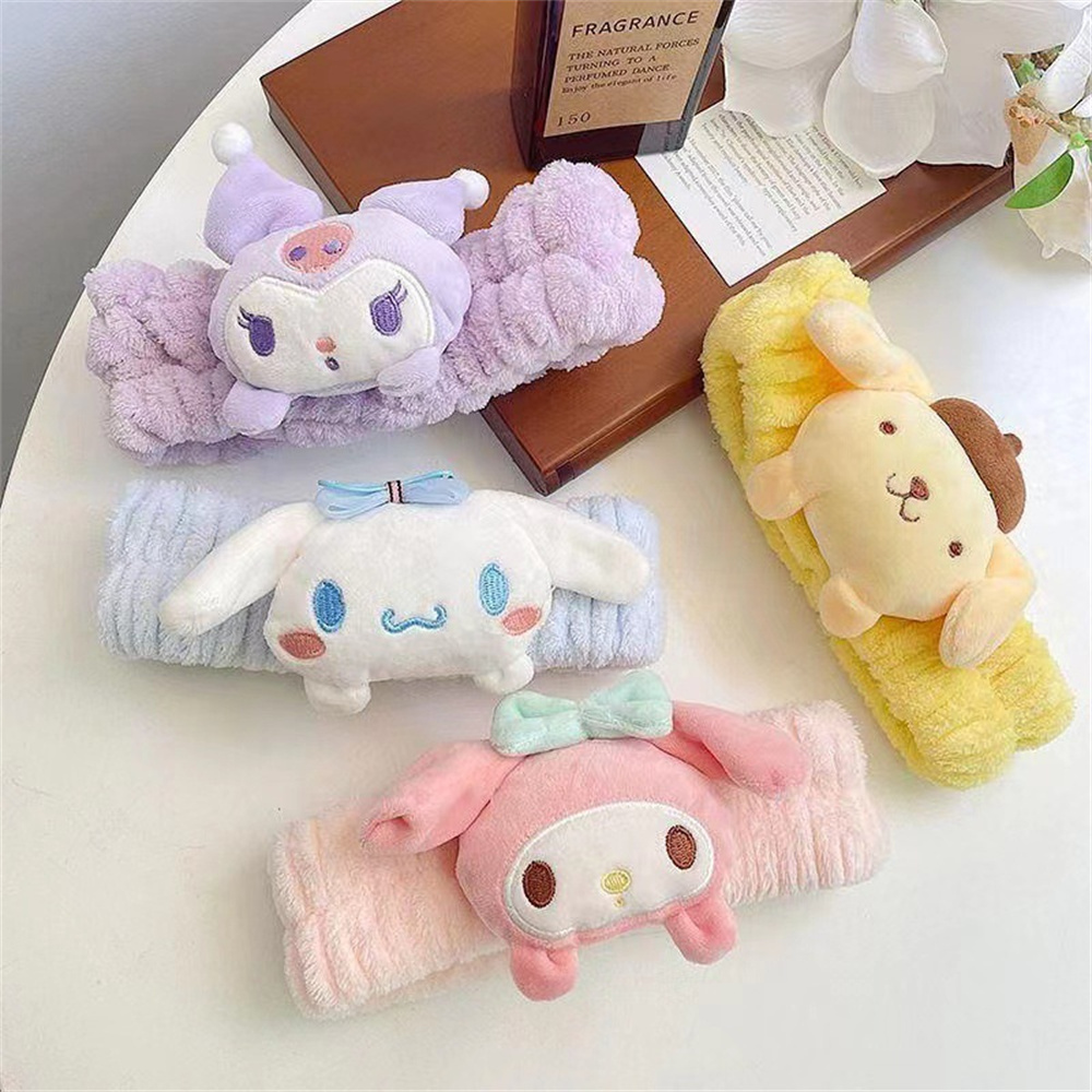 Sanrio Kuromi Gezicht Wassen Polsbandje Melody Cinnamoroll Pompompurin vrouwen Hoofdband Make-Up Gezicht Wassen Toiletartikelen Meisjes Geschenken