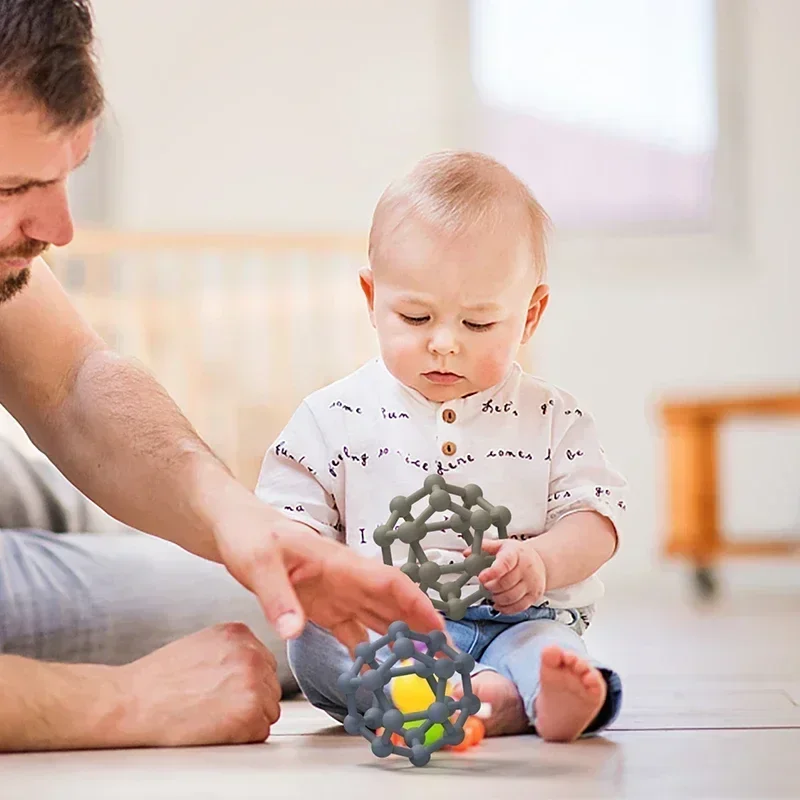 WOLIFE 1PC 아기 실리콘 Teether 유아 Molar 장난감 다채로운 실리콘 씹는 Teether 공 아기 BAP 무료 선물을 청소하기 쉬운