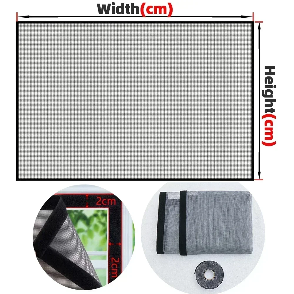Customizable Size Mosquito Screen Anti-Insect Reusable Mosquito Nets Self-adhesive Black Anti-mosquito Window Screen for windows