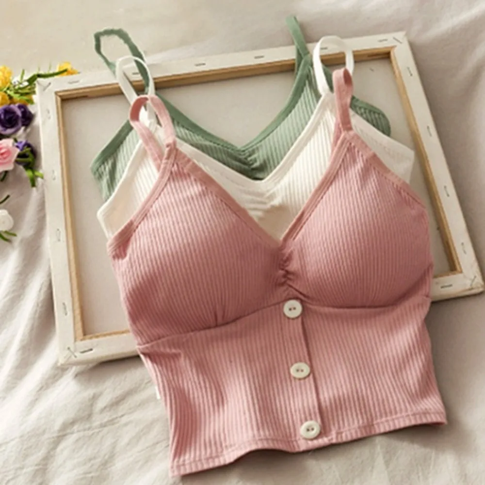 Camiseta sin mangas de punto para mujer, chaleco con tirantes, Top corto tejido para mujer, ropa interior de algodón puro, camisolas