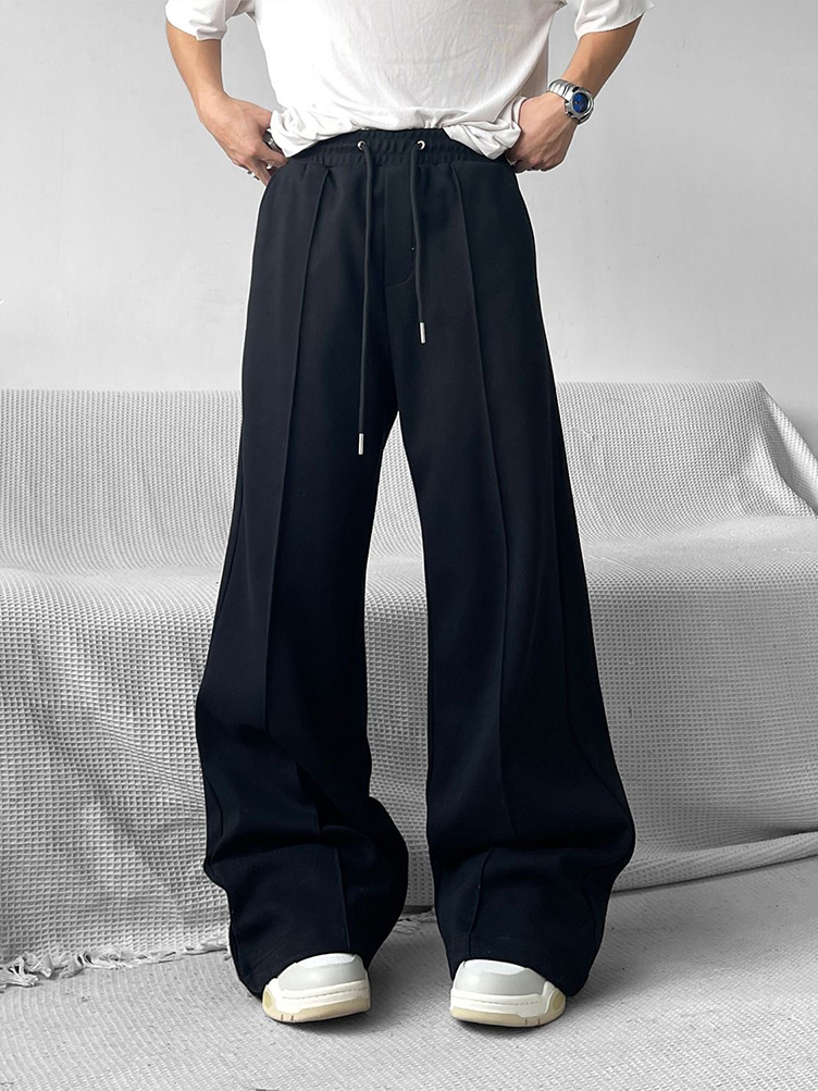 Pantalones de chándal acampanados de pierna ancha Vintage Y2k para hombre, pantalones deportivos rectos largos informales, pantalones de chándal resistentes de gran tamaño, negro y gris