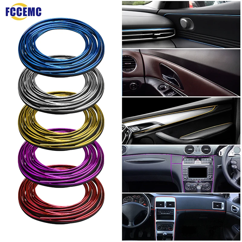 5m Auto Zierleiste galvani siert rot DIY Dekoration flexible Streifen mit Schaber Verkleidung Innen leiste Auto Styling Streifen