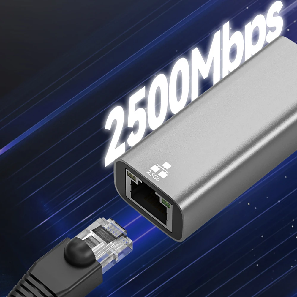 Ethernet-адаптер 2-в-1 2500 Мбит/с USB 3.0 Type-C к RJ45, адаптер проводной сетевой карты, 2,5G, высокоскоростной Ethernet-адаптер для ноутбука