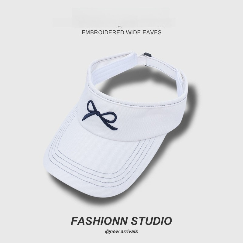 New Adjustable Sun Hat Women Korean Bow Design Large Head Size Friendly Ponytail Summer UV Protection Breathable Sun Visor Cap