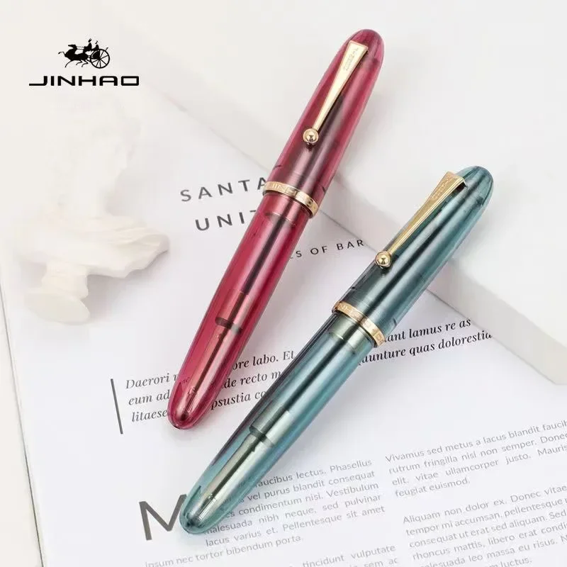 Luxury JinHao 9019 Dadao Fountain ปากกาอะคริลิคโปร่งใส Spin ปากกา 40MM Nib เครื่องเขียนอุปกรณ์สํานักงานโรงเรียนการเขียนปากกา