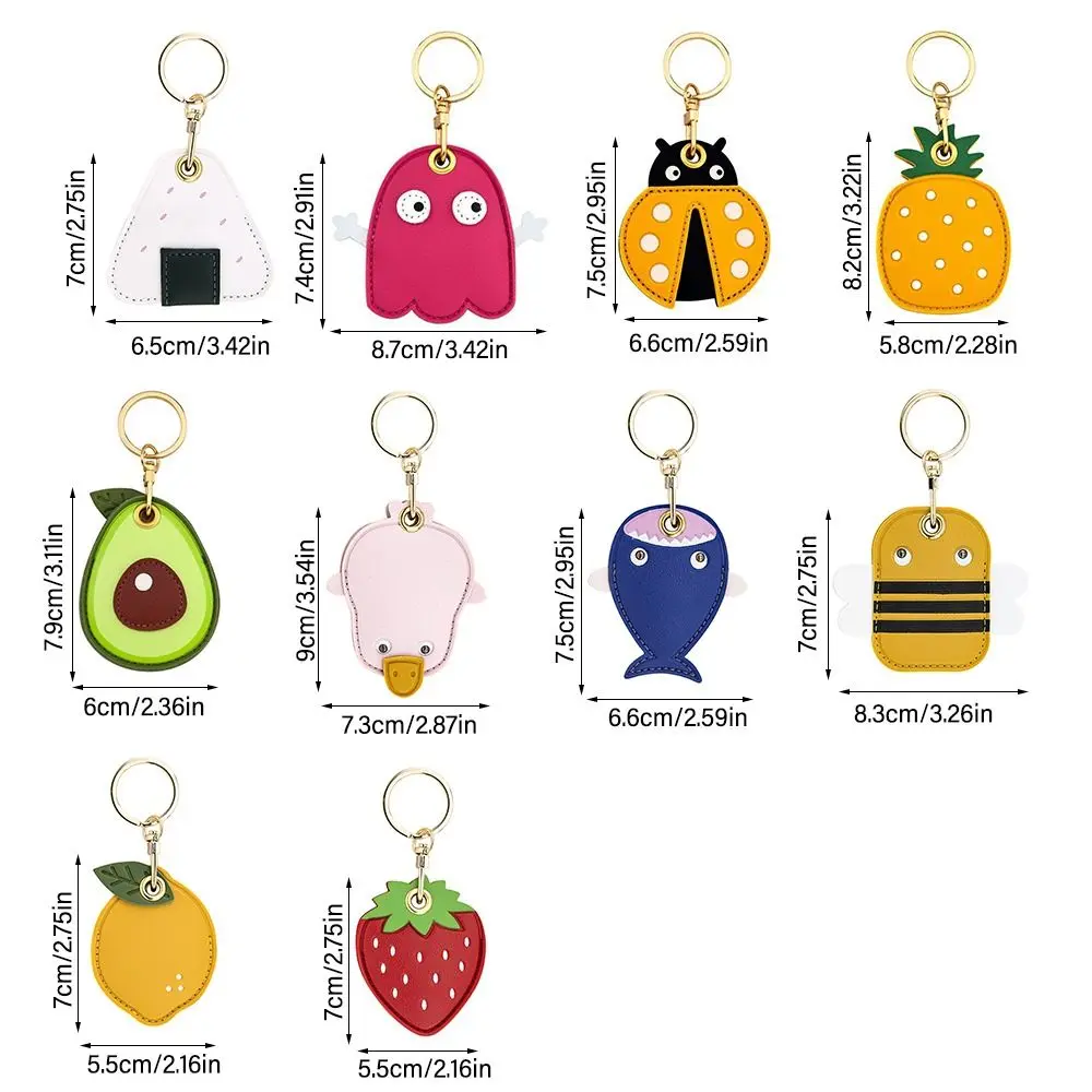 Utile pelle per Airtag Custodia protettiva per scheda di controllo accessi con portachiavi Porta carte con badge di frutta dei cartoni animati