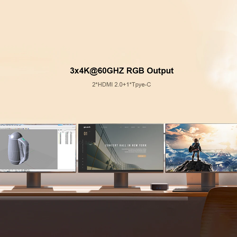 ミニPC IntelAlder Lake N100,超小型ポケットコンピューター,Windows 11,デュアルSSD,フル機能,Type-C, 4K, 60Hz, RGB出力