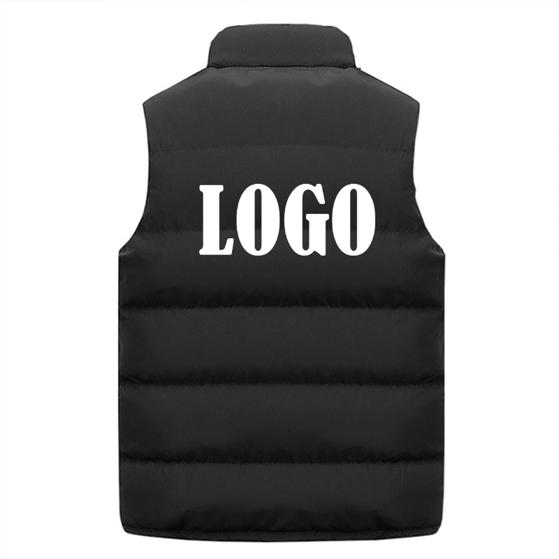 Personalizado masculino colete jaqueta quente sem mangas jaquetas inverno casaco com zíper outono gola alta casual roupas de marca