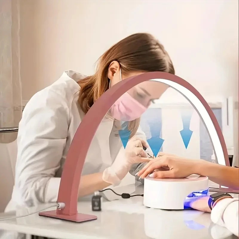 New Moon Nail Work Lamp - Beauty Work Desk Lamp, Three-color USB Power Supply-Black/White/Pink, Suitable for Nail Art, Eyelash