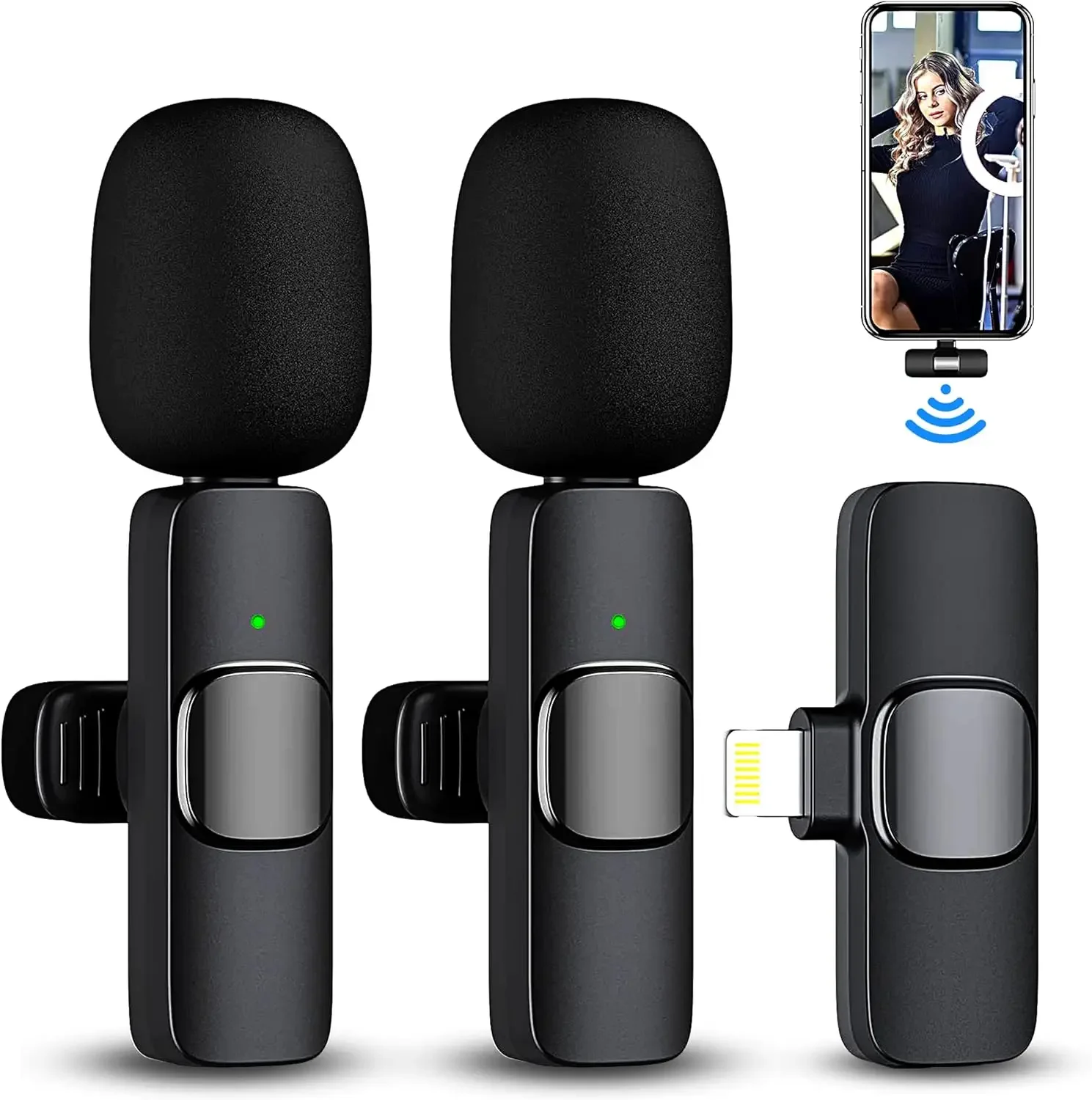 Lavalier Microphone 2.4G Wireless Portable Audio Video Recording Mini Mic for iPhone Android Live Broadcast Gaming Phone