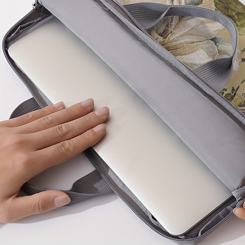 1-piece set, flower patterned laptop bag, briefcase, suitable for 14 inch laptops, fixed laptop bag