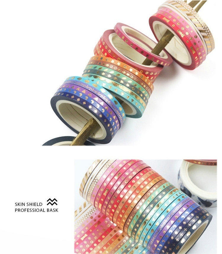 24 ม้วน Glitter รูปแบบ Washi เทปกาวสติกเกอร์มือไดอารี่สติกเกอร์ Masking เทปตกแต่งคริสต์มาส DIY หัตถกรรม