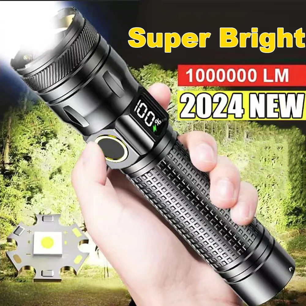 Linterna LED de aleación de aluminio, linterna táctica telescópica recargable de alta potencia con Zoom, luz de Flash, linterna para acampar al aire libre