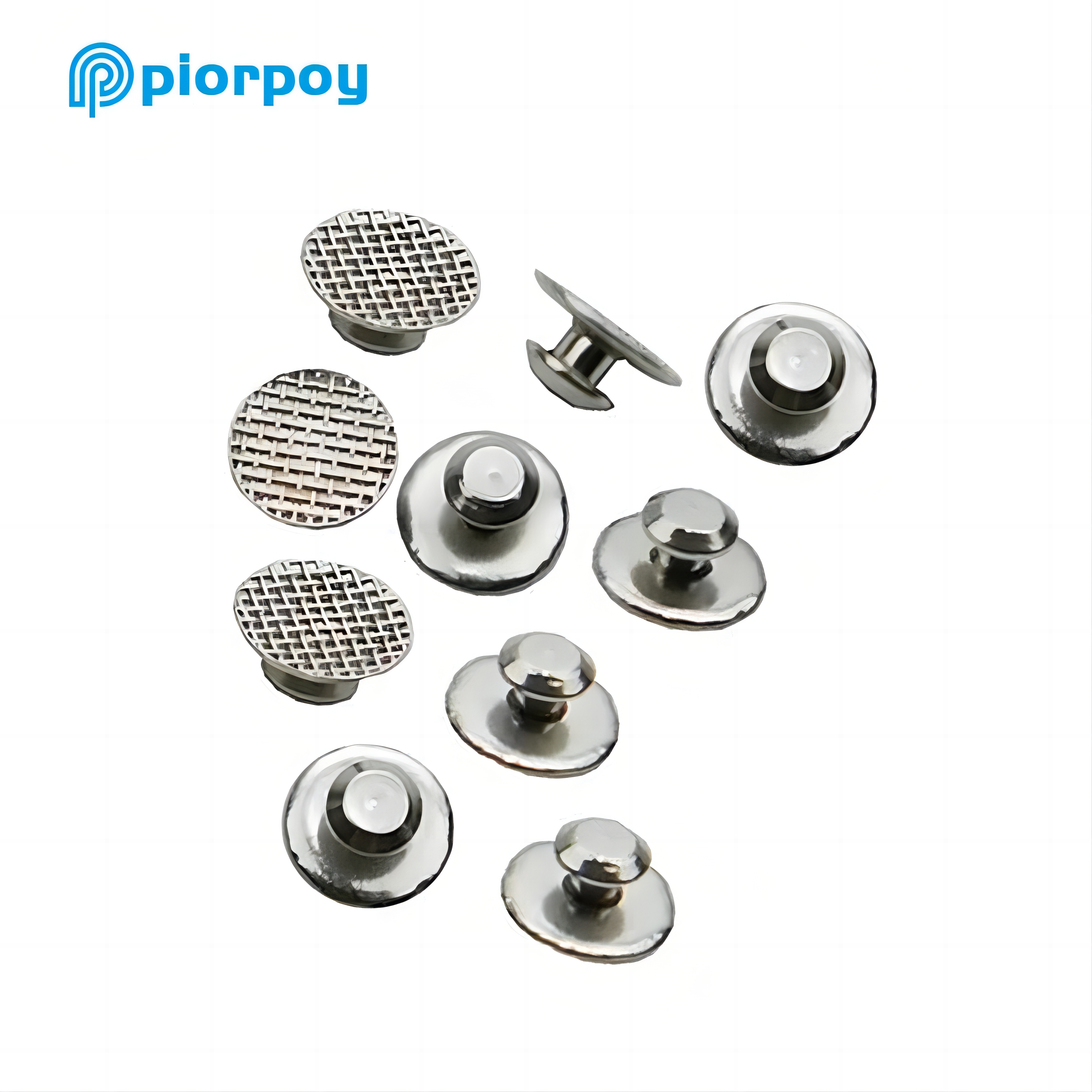 PIORPOY 10 Pcs Dental Orthodontic Lingual Buttons Bondable Type Metal Material Round Base with Mesh Dentisry Accessories