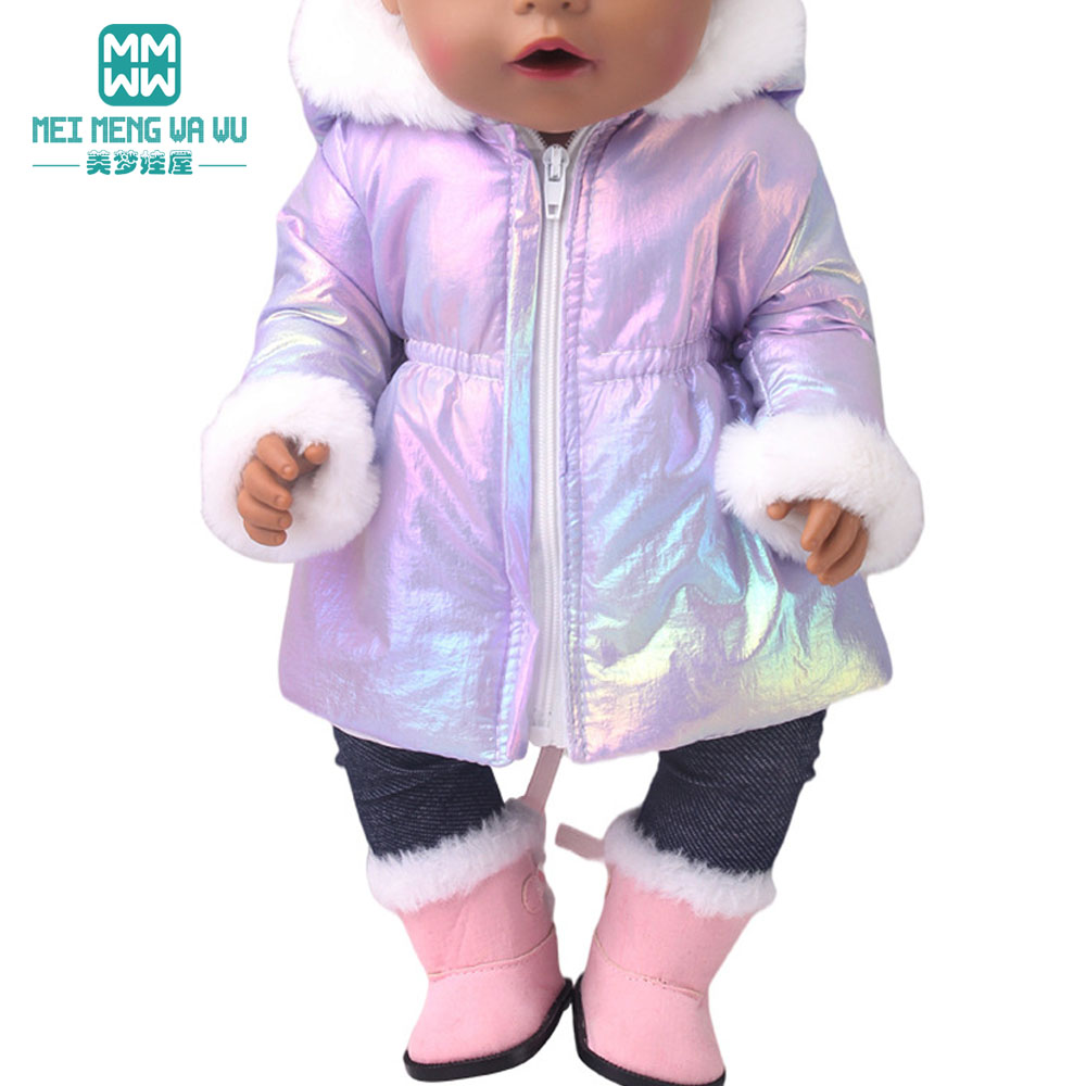 Mới 43-45Cm Cho Bé Mới Sinh Ra Quần Áo Búp Bê Thời Trang Cotton Xuống Áo Khoác Tím Hồng Hoa Hồng Đỏ Của Cô Gái quà Tặng