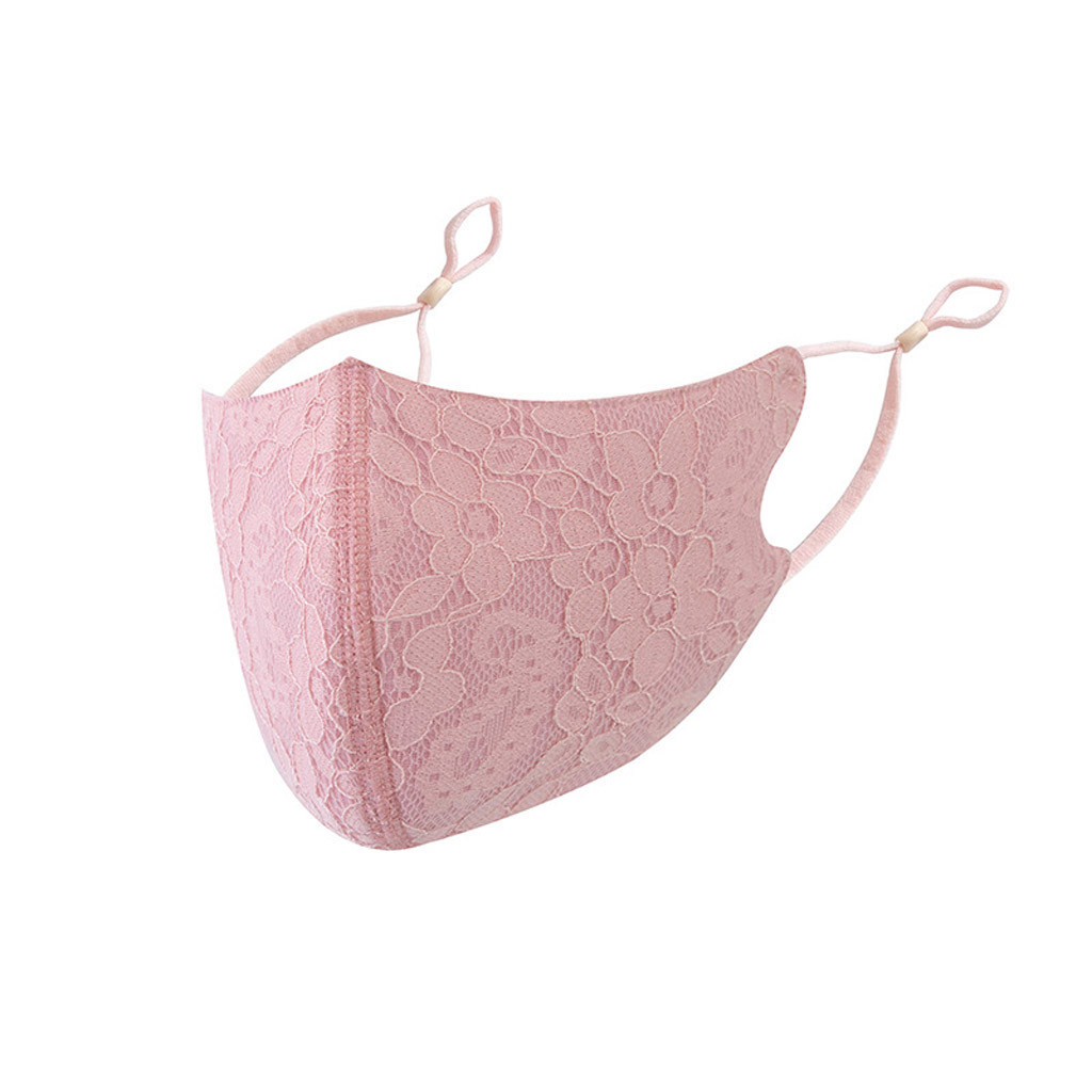 Nuevo diseño de moda para mujeres adultas, máscara de algodón con encaje, lazo ajustable para la oreja, lavable y reutilizable, máscara facial a prueba de viento para exteriores