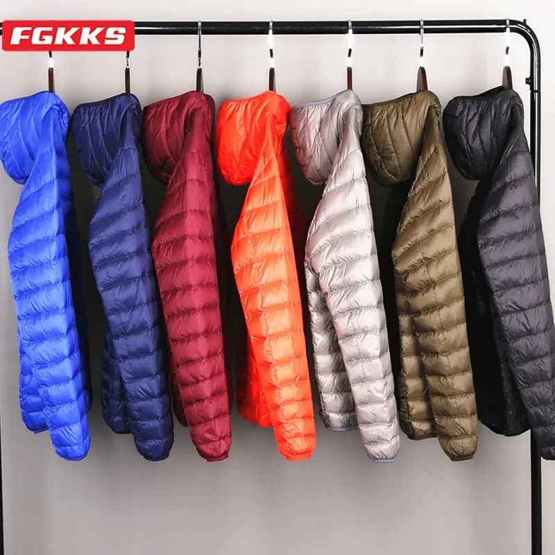 FGKKS 2023 marke Casual Unten Jacke Für Männer Reine Baumwolle Warme Einfarbig Mit Kapuze Mantel Hohe Qualität Unten Jacke Männlich