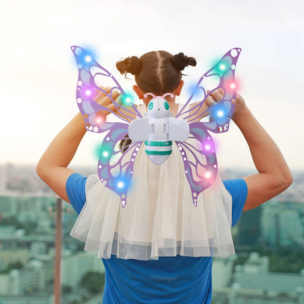ไฟฟ้าปีกผีเสื้อค่าเฉลี่ย Elf Wing Light Fairy ปีกสําหรับเด็กวันเกิดคริสต์มาสคอสเพลย์แต่งกาย Angel ของเล่นสาว