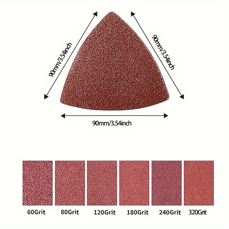 10/60Pcs Sanding Paper 90mm Triangular Hook & Loop Sandpaper Triangle Fit Oscillating Multi Tool Sanding Pad Multi Grit