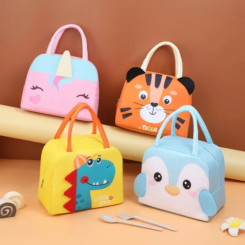Borsa da pranzo per bambini in cartone animato Pellicola di alluminio con isolamento termico Borse da pranzo portatili in tessuto Oxford impermeabile di alta qualità Tote Nuovo