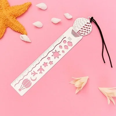 1/4Pcs Multifunctional Creative Retro Hollow Metal Ruler Drawing Bookmarks School Line Template Patchwork Spirograph