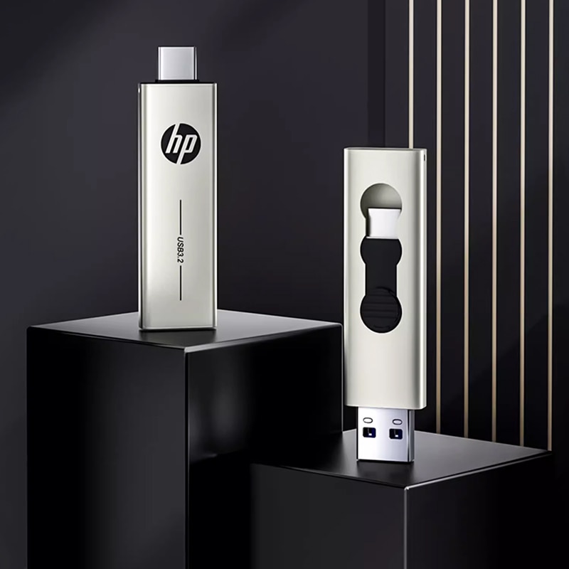 HP Tipo C Dois em Um USB Flash Drive 64GB 128GB 256GB Computador Celular Dual Use USB Flash Drive Rotativo Criativo USB 3.2
