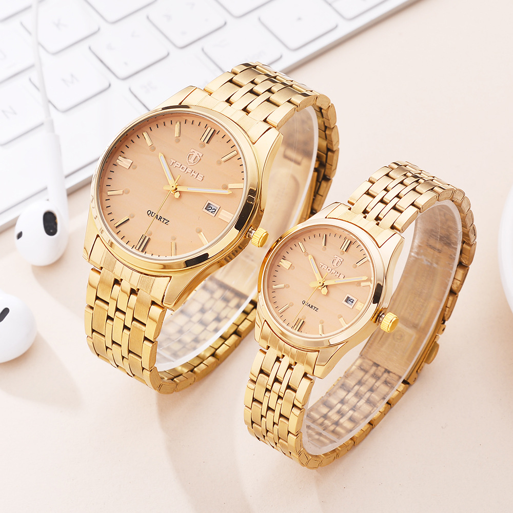 Reloj de cuarzo clásico de lujo para hombre y mujer, pulsera con esfera luminosa de acero inoxidable, resistente al agua, con fecha, envío directo