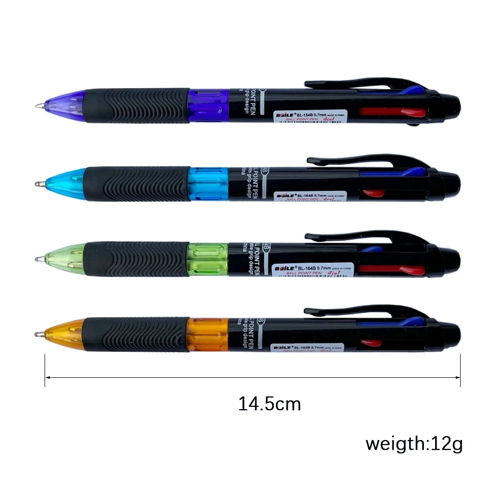 4 ชิ้น/เซ็ต Creative 4 in 1 หลายสีปากกาลูกลื่น 0.7 มม.สีดําสีฟ้าสีแดงสีเขียวปากกาสํานักงานโรงเรียนปากกาเครื่องหมายเครื่องเขียนน่ารัก