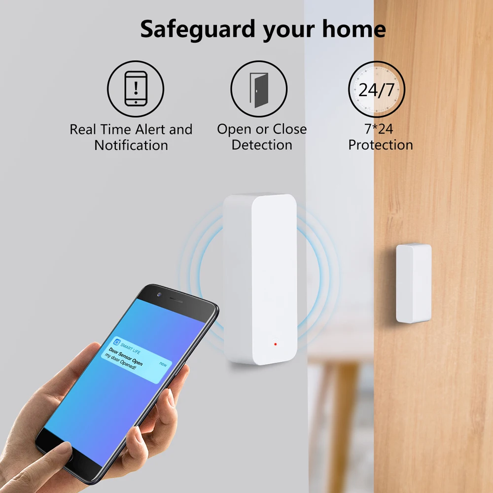 Tuya Wi-Fi дверной датчик, датчик входа в окно, охранный магнитный датчик, сигнализация, умная жизнь, работа с Alexa Google Home