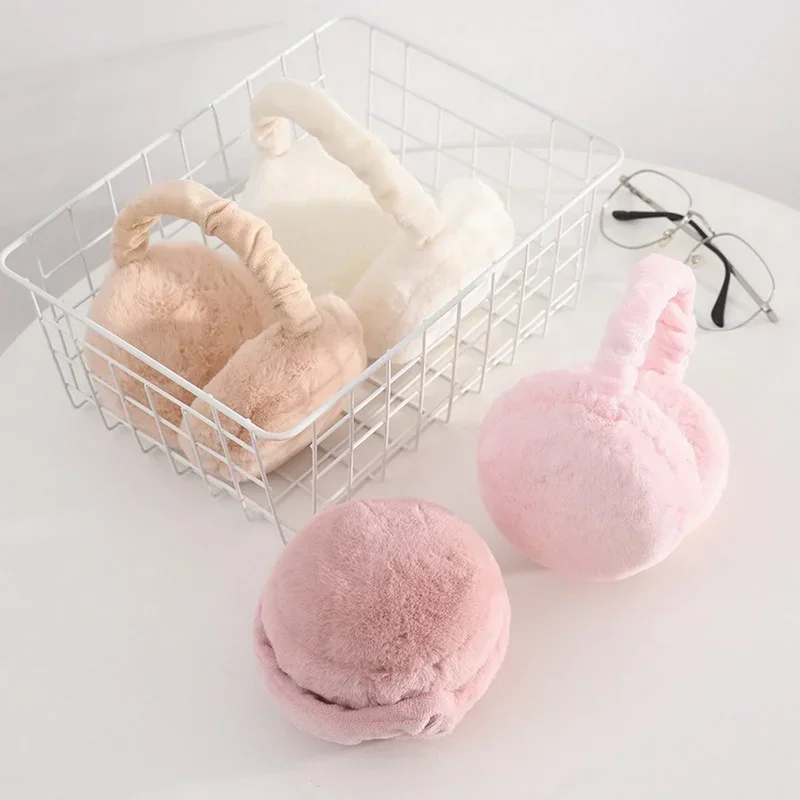Orejeras calentadoras de orejas de felpa suave para mujer, accesorios para clima frío al aire libre, Color sólido, 1 ud.