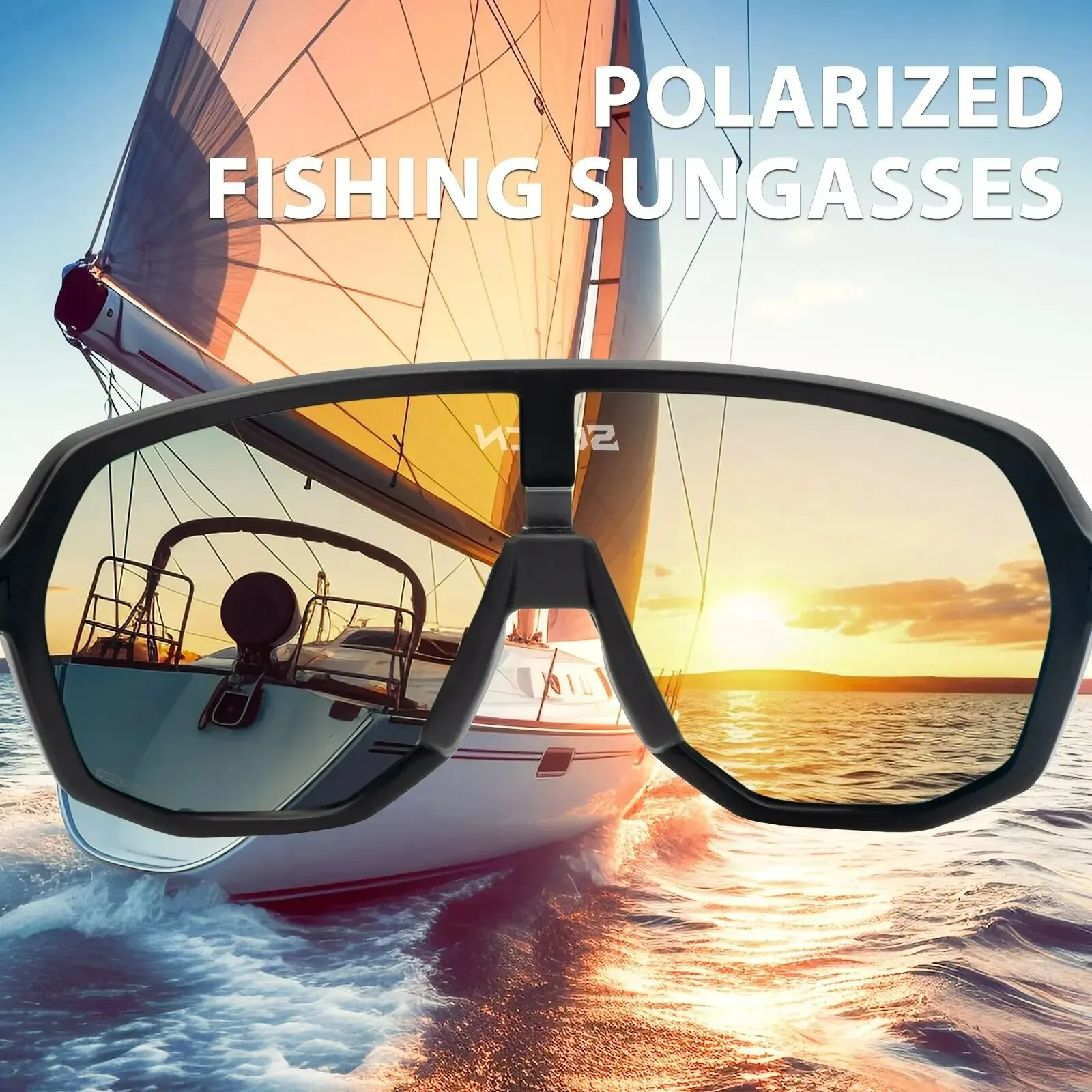 Scvcn 낚시 선글라스 사각형 편광 UV400 낚시 안경 남성 여성 운전 골프 러닝 사이클링 안경 안경