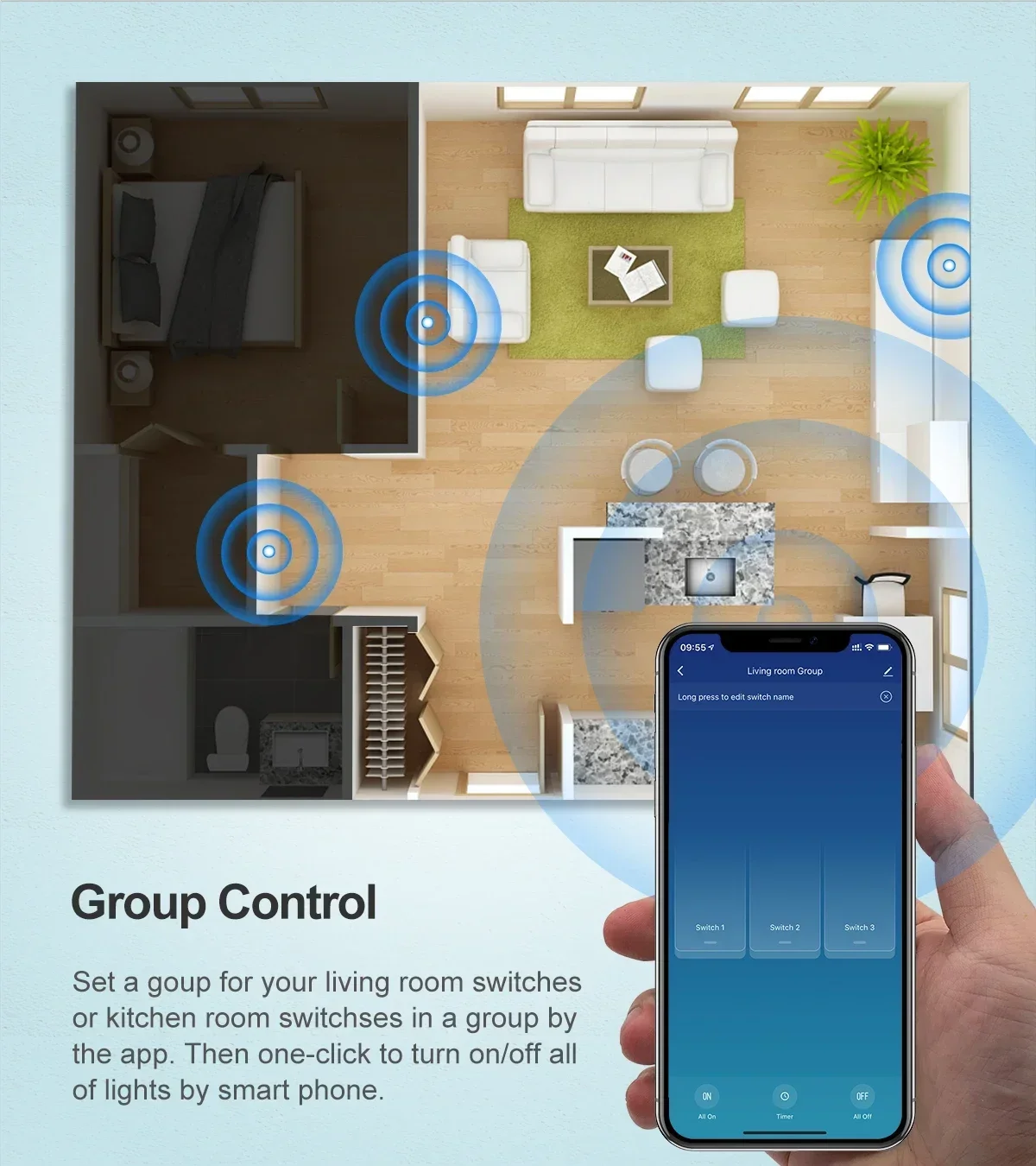Tuya – interrupteur mural intelligent WiFi US/EU, RF 433MHz, Bluetooth, capteur tactile 1/2/3/4 gangs, interrupteurs pour lumière LED, maison intelligente Alexa Google Home