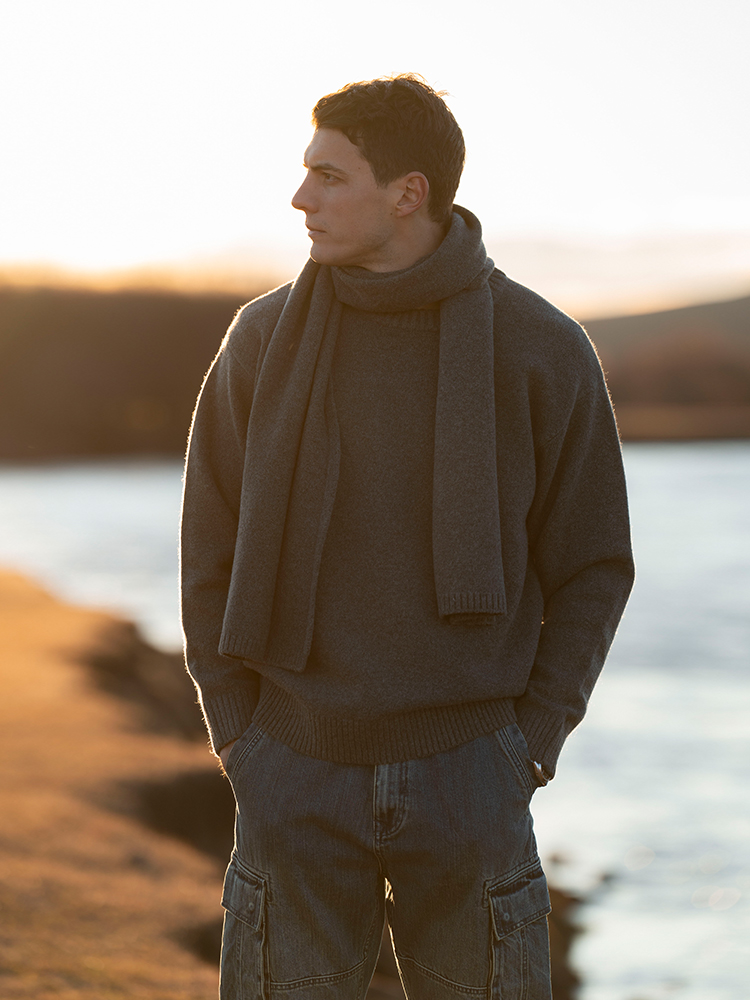 SIMWOOD 2025 Primavera Inverno Novo【Comprimento Curta】Oversize 5 Medidor Lã Mistura Suéter Masculino Malhas Quentes Pulôveres Plus Size