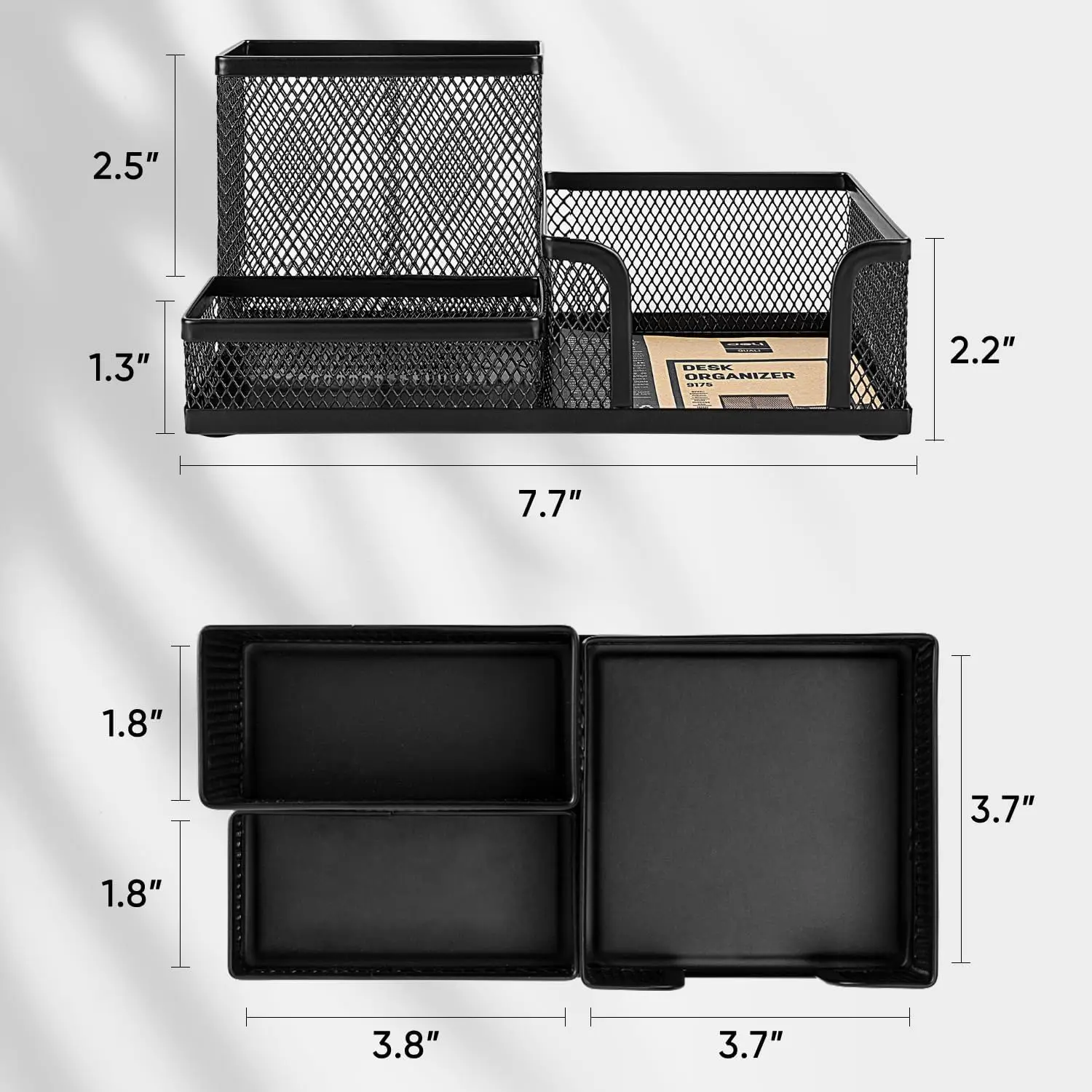 Organizer da scrivania in rete nera - 3 scomparti con portapenne e cestini portaoggetti, forniture per ufficio domano rapidamente
