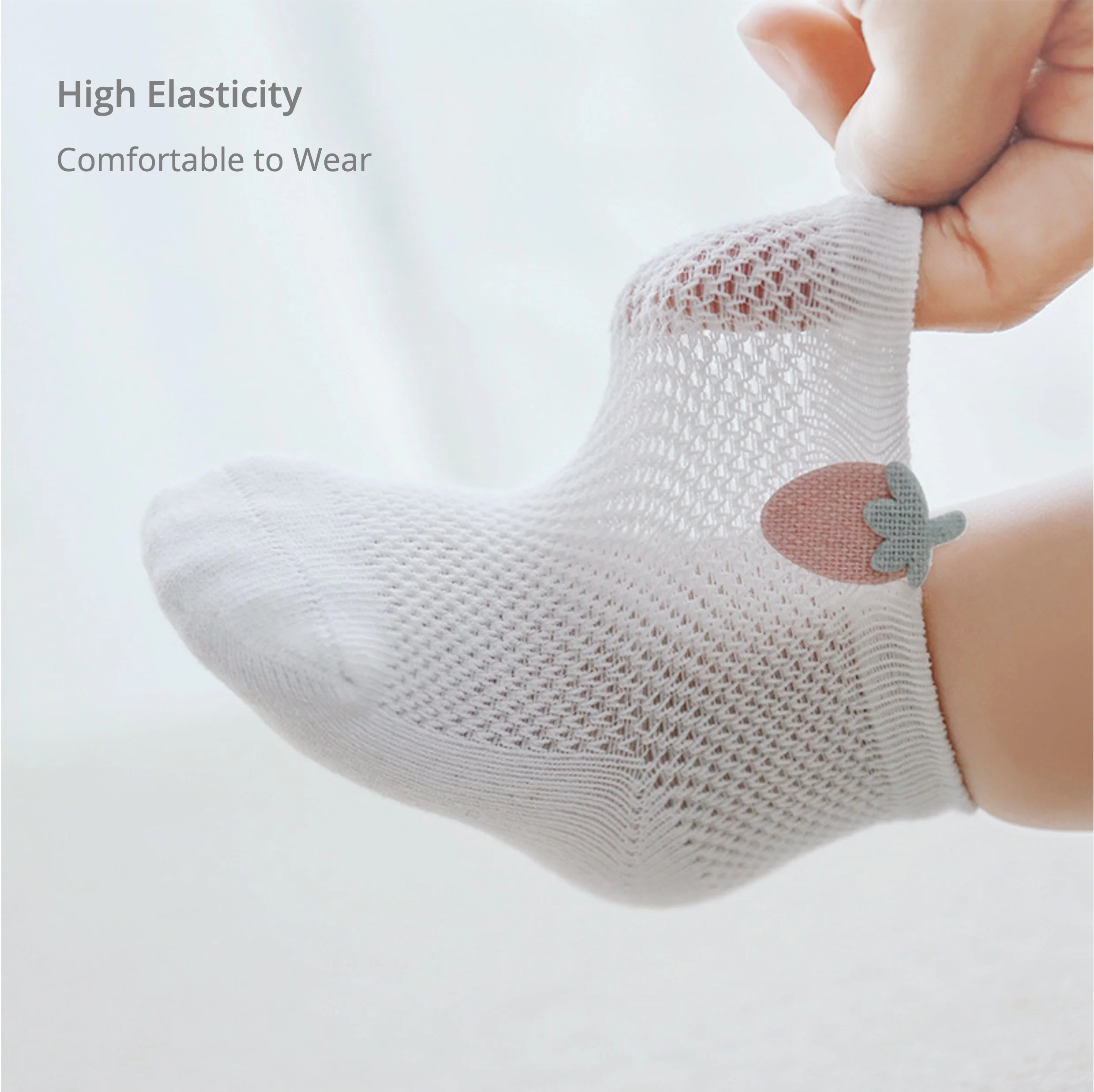 3 pares de calcetines de bebé para niña, calcetines cortos sin hueso unisex de algodón de malla transpirable