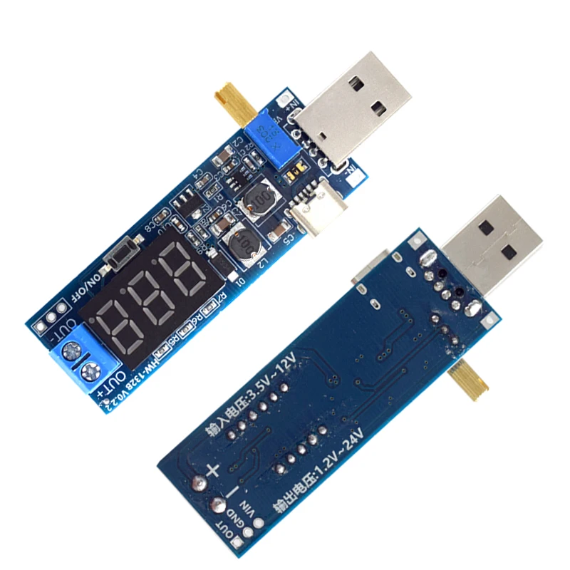 Boost Buck Converter TYPE-C Micro USB Step UP/Down Netzteilmodul DC-DC 5V bis 3,3V / 12V einstellbarer Ausgang DC 1,2V-24V