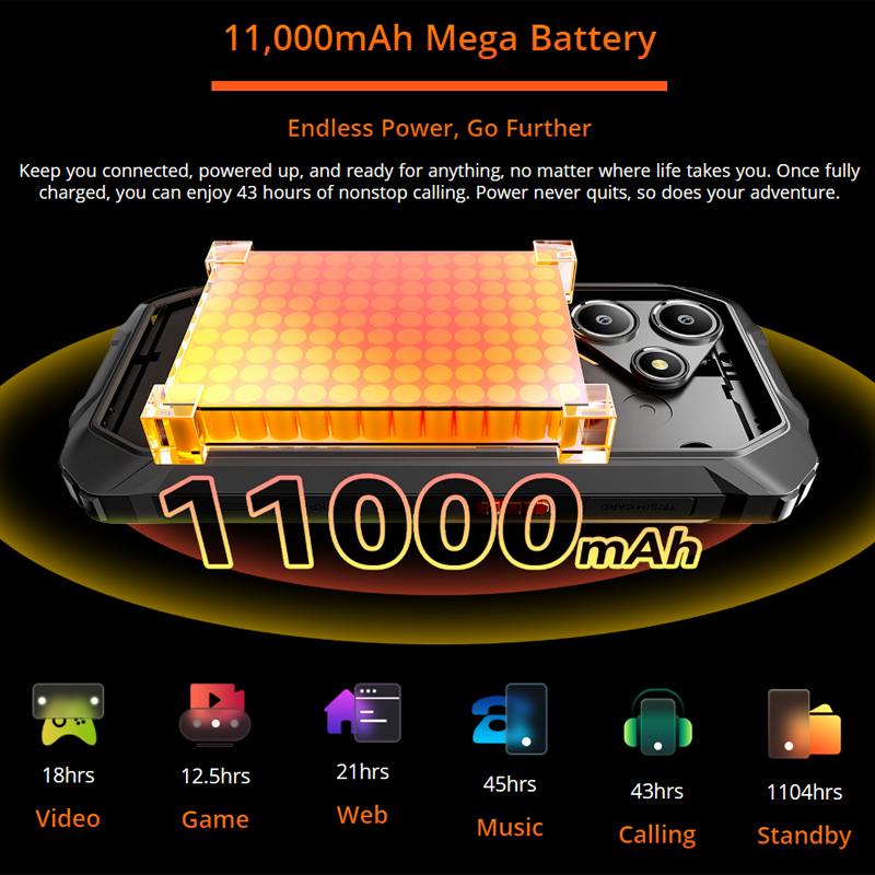 Blackview OSCAL Marine 2 Rugged Phone 8GB RAM 256GB Smartphone AI 11000mAh Battery 6.56 " HD+Display Unisoc T61 Android 15 NFC