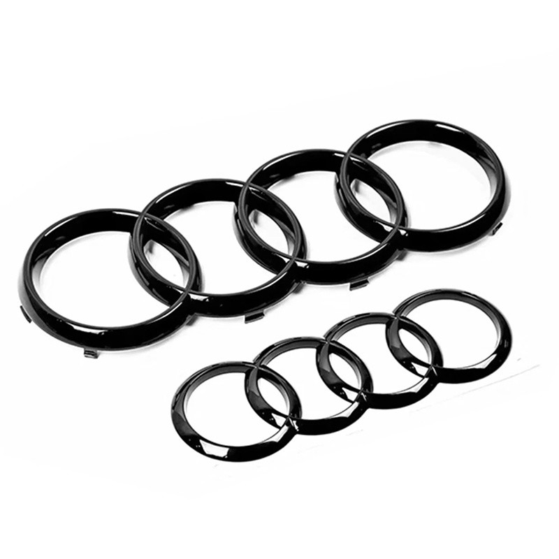 Для Audi A3 A4 A5 A6 A7 Q2 Q3 Q5 Q8 TT ABS Черный капот Передний капот Гриль Задний багажник Эмблема Логотип Значок Наклейка Наклейка 4-кольцевой логотип