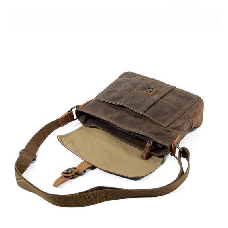 Borsa a tracolla da uomo vintage per uomo valigetta da lavoro borsa per laptop messenger in tela cerata impermeabile borsa a tracolla da esterno per uomo