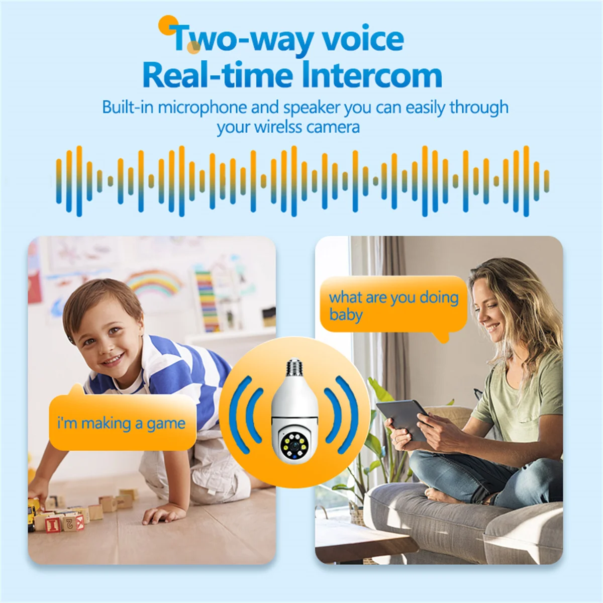 8MP E27 Bulb WiFi Camera Light Bulb Security Camera Video Surveillance Supprt Two Way Audio AI Humanoid Detection Baby Monitor