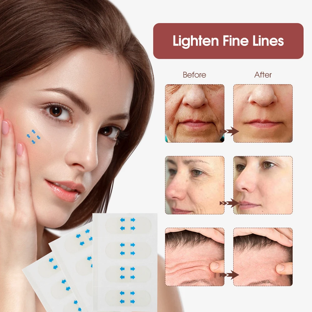 80 ชิ้นที่มองไม่เห็น V Face lifting เทปกําจัดริ้วรอยสติกเกอร์หน้าผากคอคางสติกเกอร์ Anti Aging Patch Facial Slimming Firming