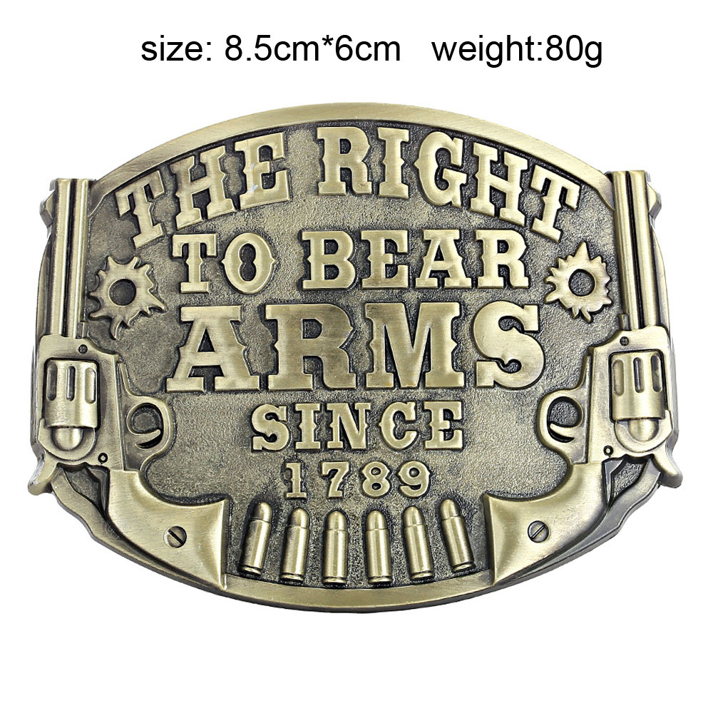 Cheapify ドロップシッピング オーバル The Right To Bear Arms アメリカン ヒーロー メタル メンズ ベルト バックル 40 ミリメートル