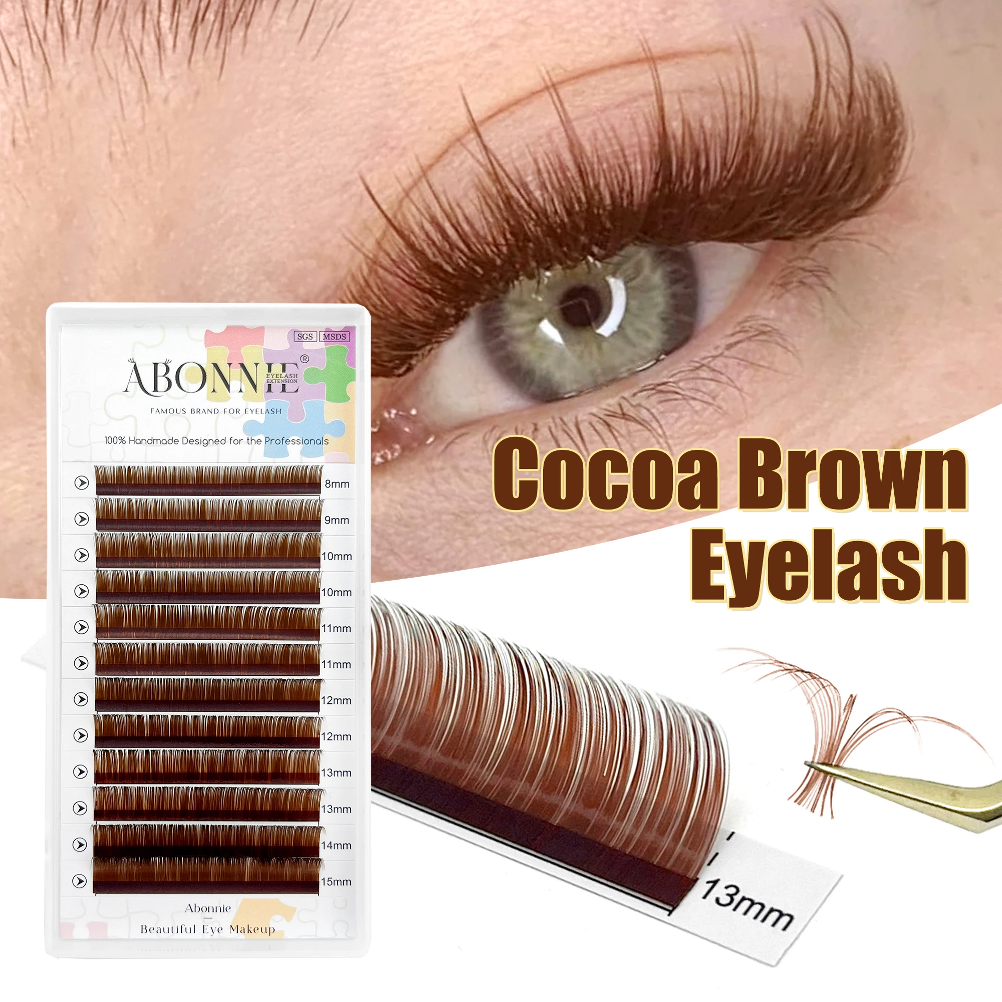 Abonnie 0,03 CC Curl Brown pestañas individuales clásicas pestañas de volumen ruso